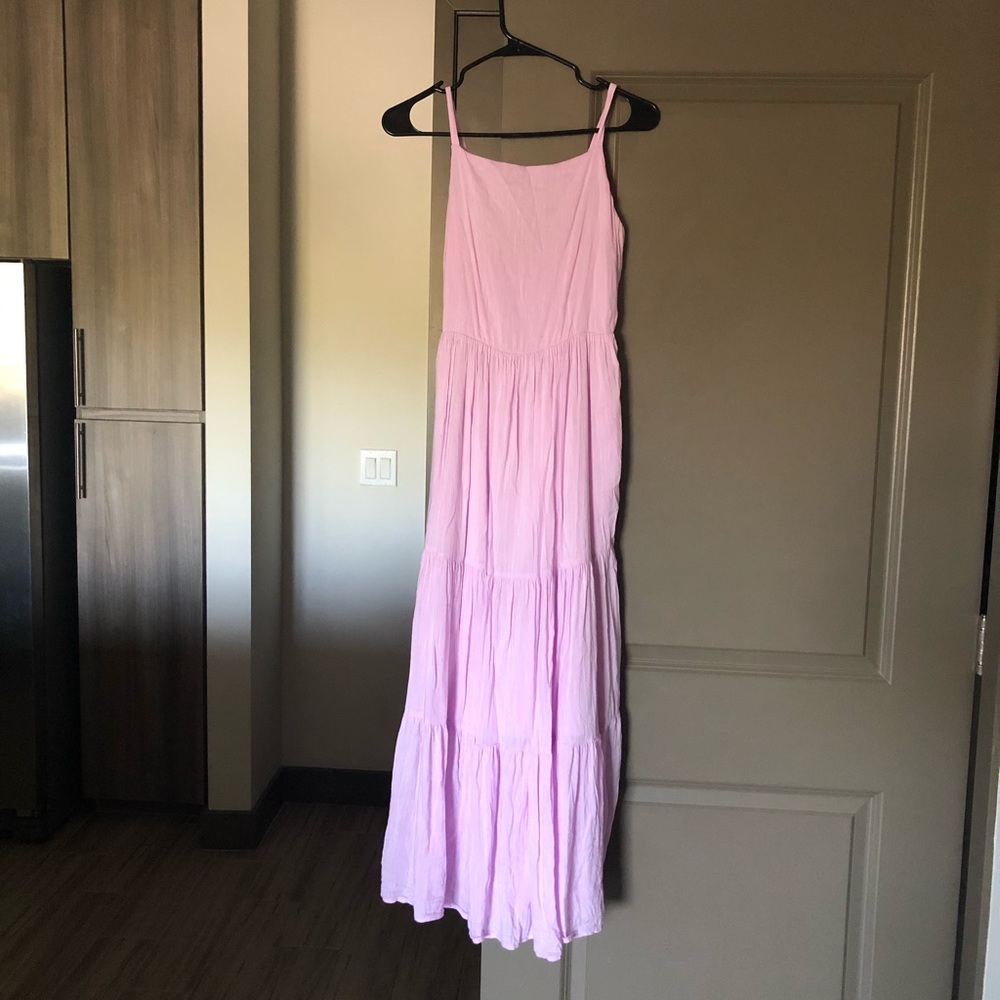 Lilac Peasant Style Maxi Dress